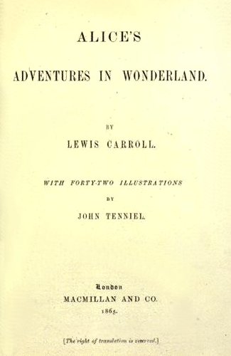 Les Aventures d'Alice au pays des merveilles — page de titre
